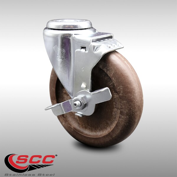 4 Inch SS High Temp Glass Filled Nylon Swivel Bolt Hole Caster with Brake SCC